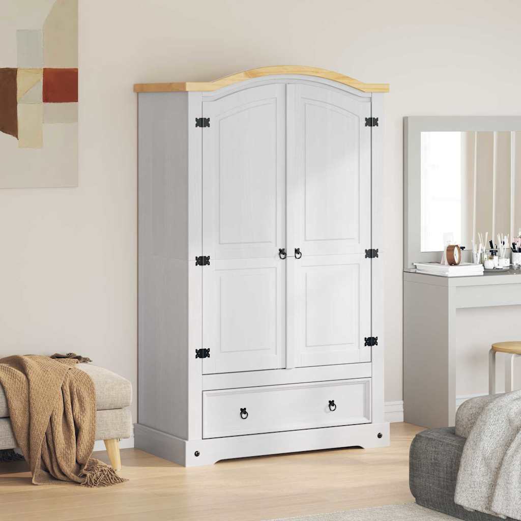 vidaXL Wardrobe CORONA White 101 x 52 x 170 cm Solid Pine Wood 4