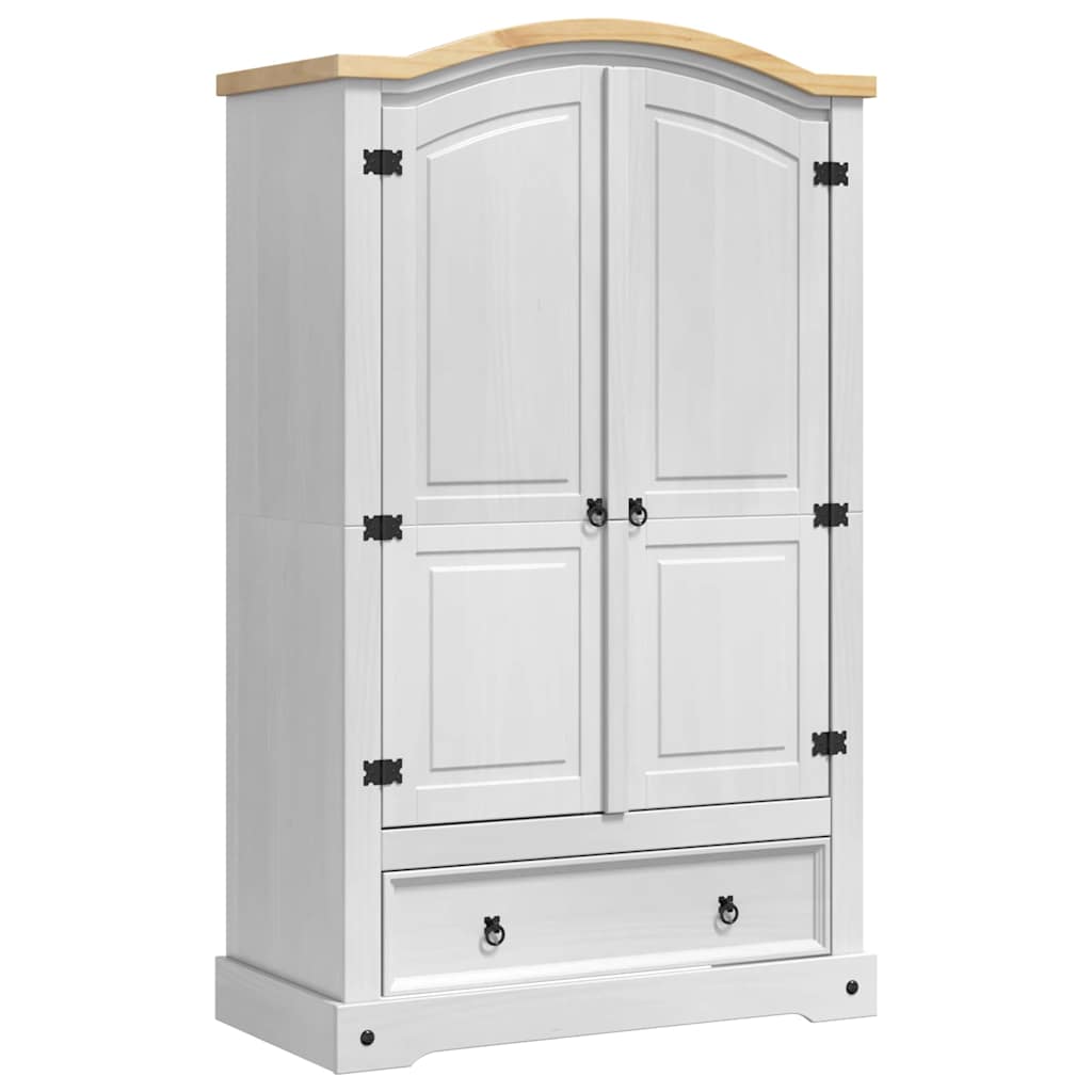 vidaXL Wardrobe CORONA White 101 x 52 x 170 cm Solid Pine Wood 2