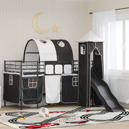 Kids Bunk Bed Frame Metal Black
