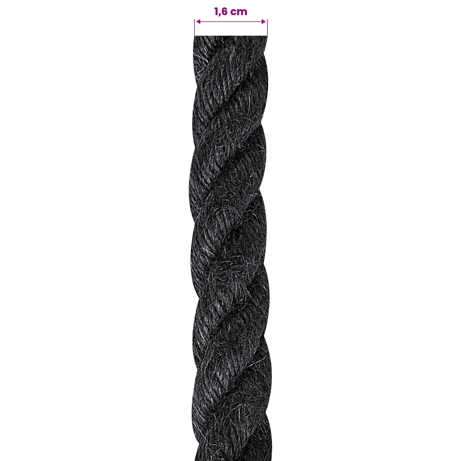 vidaXL Jute Rope 16 mm Black 100% Tossa jute 6