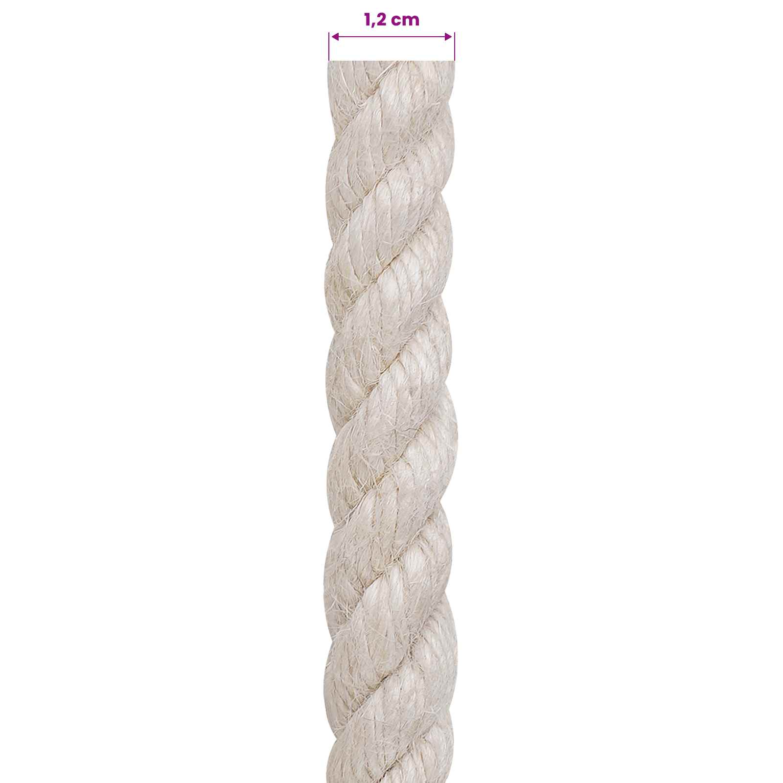 vidaXL Jute Rope 12 mm White 100% Tossa jute 6