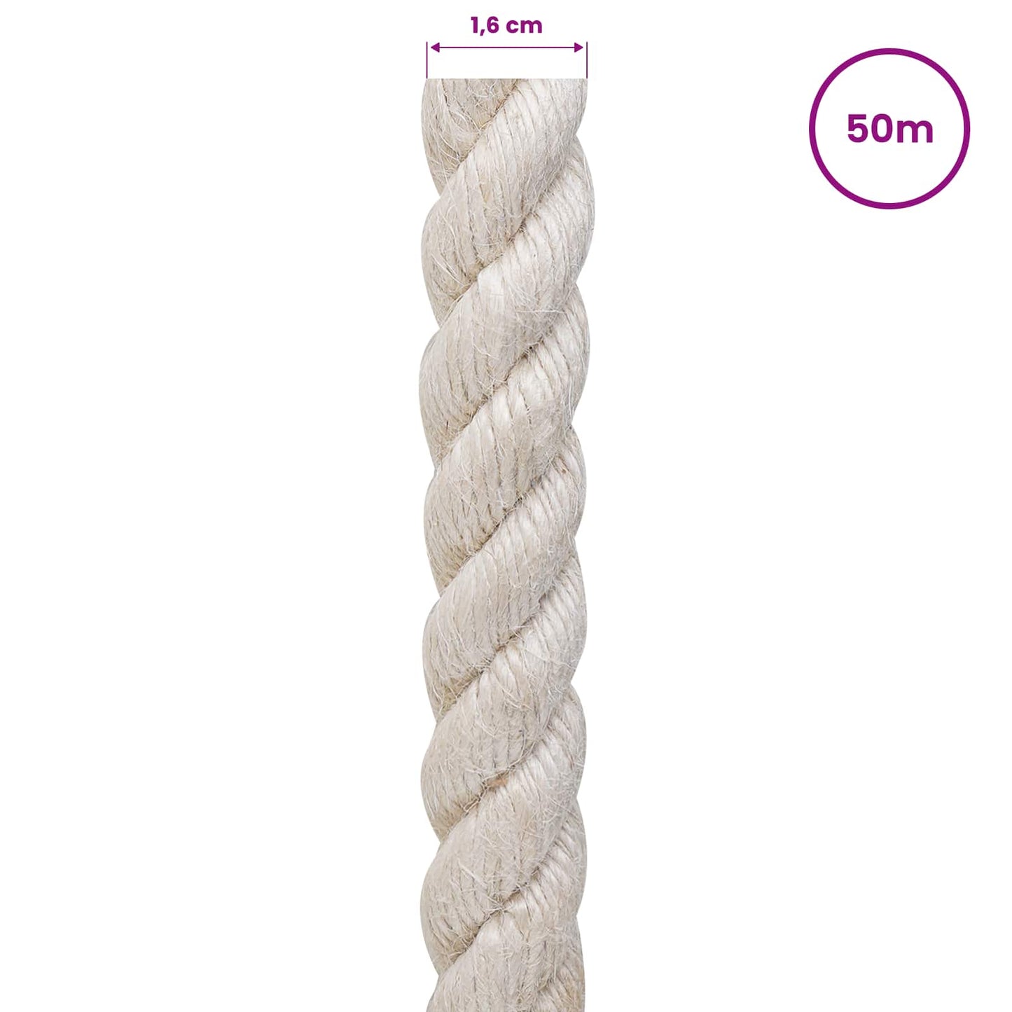 vidaXL Jute Rope 16 mm White 100% Tossa jute 5