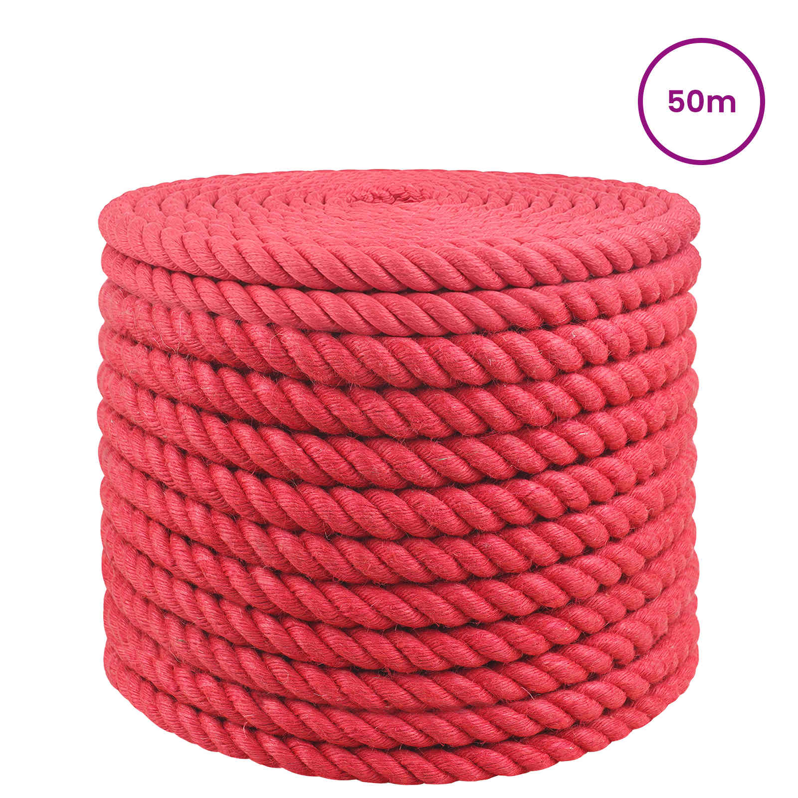 vidaXL Jute Rope 16 mm Red 100% Tossa jute 3