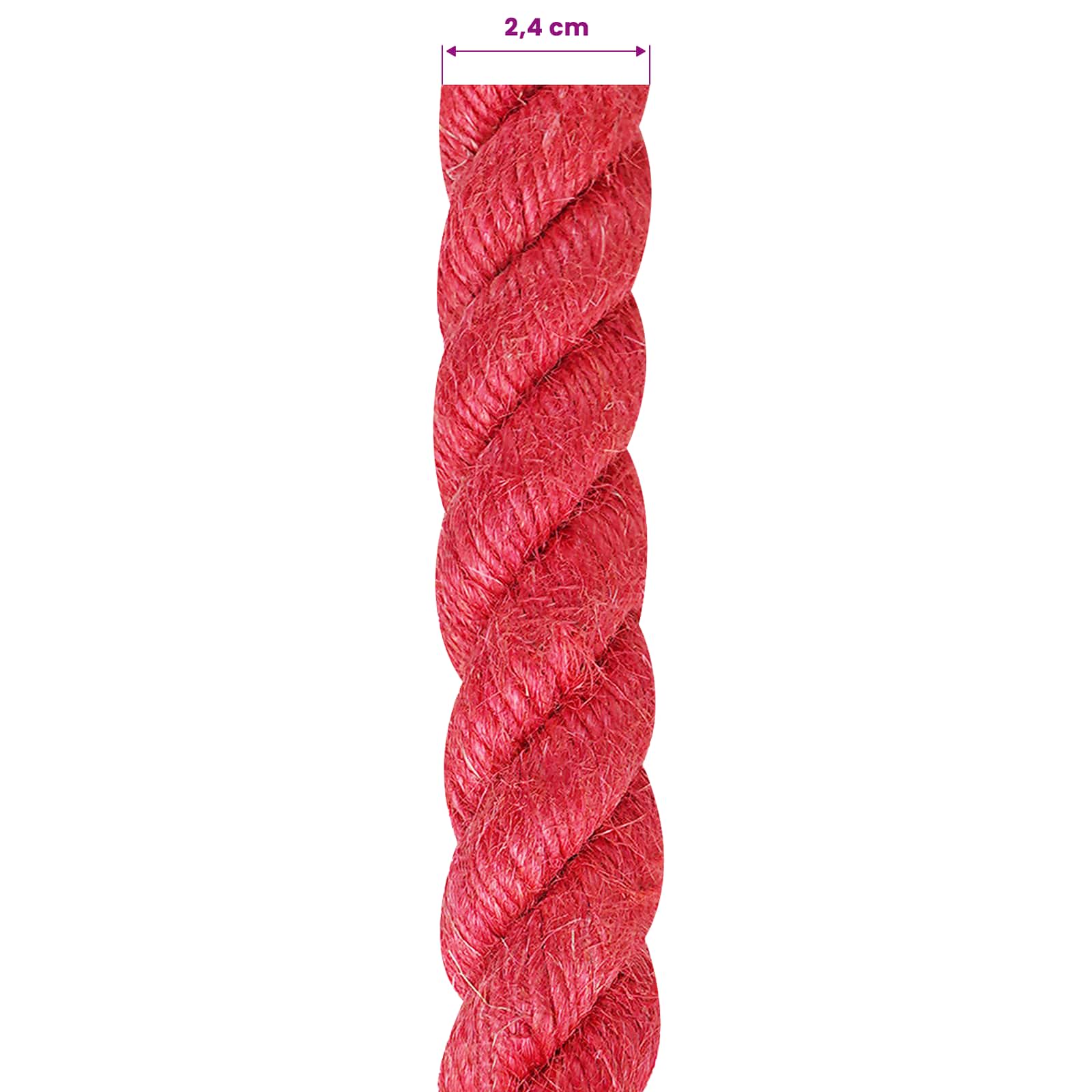 vidaXL Jute Rope 24 mm Red 100% Tossa jute 6