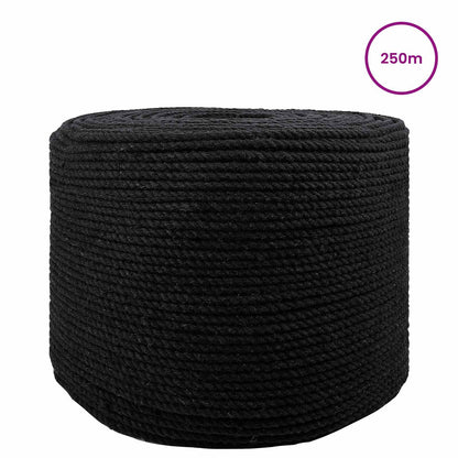 vidaXL Cotton Rope 6 mm 250 m Black 100% Cotton 3