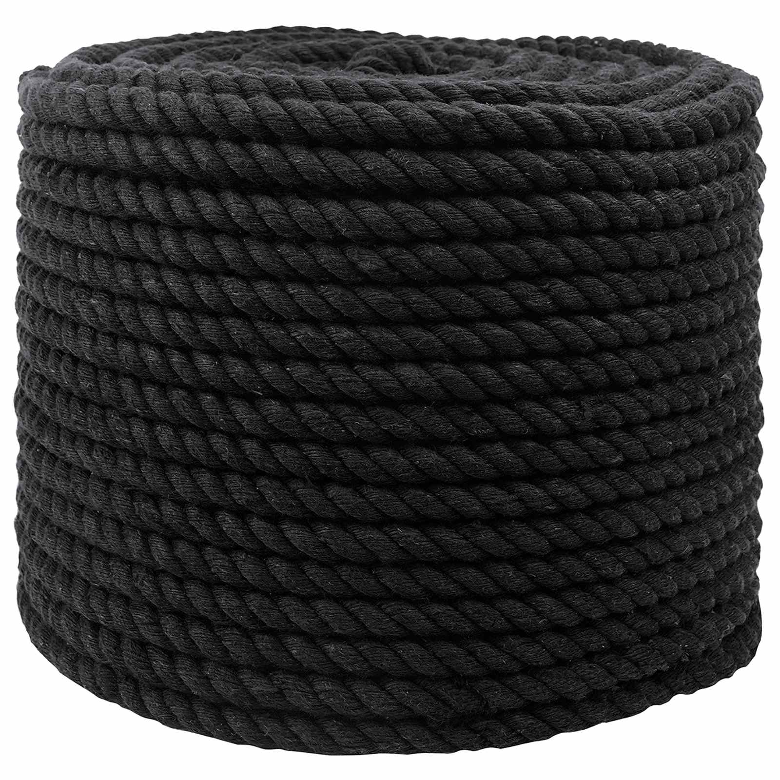 vidaXL Cotton Rope 10 mm 100 m Black 100% Cotton 2
