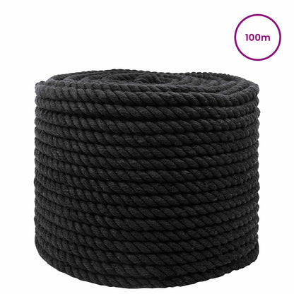 vidaXL Cotton Rope 10 mm 100 m Black 100% Cotton 3