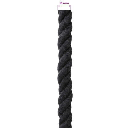 vidaXL Cotton Rope 16 mm 50 m Black 100% Cotton 6