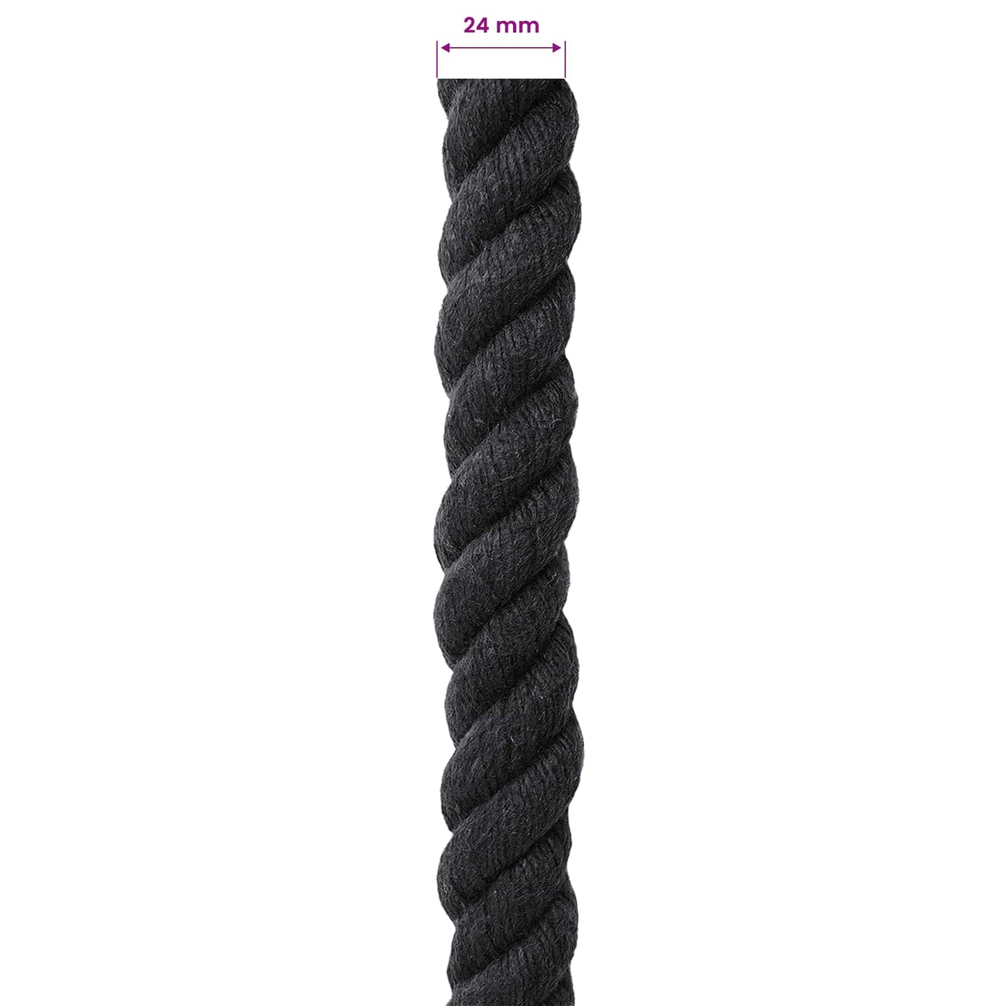 vidaXL Cotton Rope 24 mm 25 m Black 100% Cotton 6