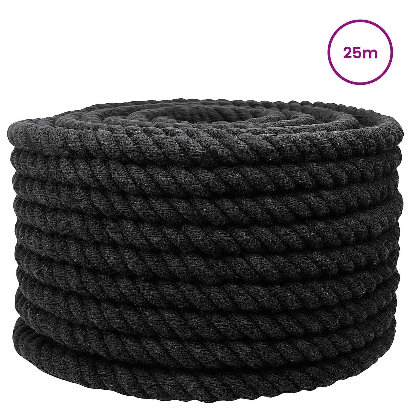 vidaXL Cotton Rope 24 mm 25 m Black 100% Cotton 3