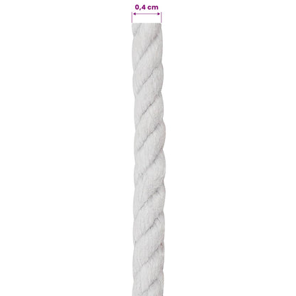 vidaXL Cotton Twine 4 mm 500 m White 100% Cotton 6