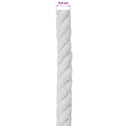 vidaXL Cotton Rope 6 mm 250 m White 100% Cotton 6