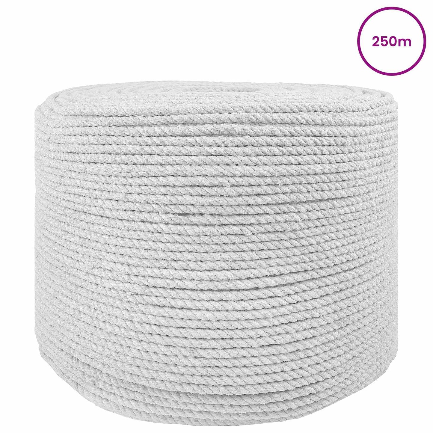 vidaXL Cotton Rope 6 mm 250 m White 100% Cotton 3