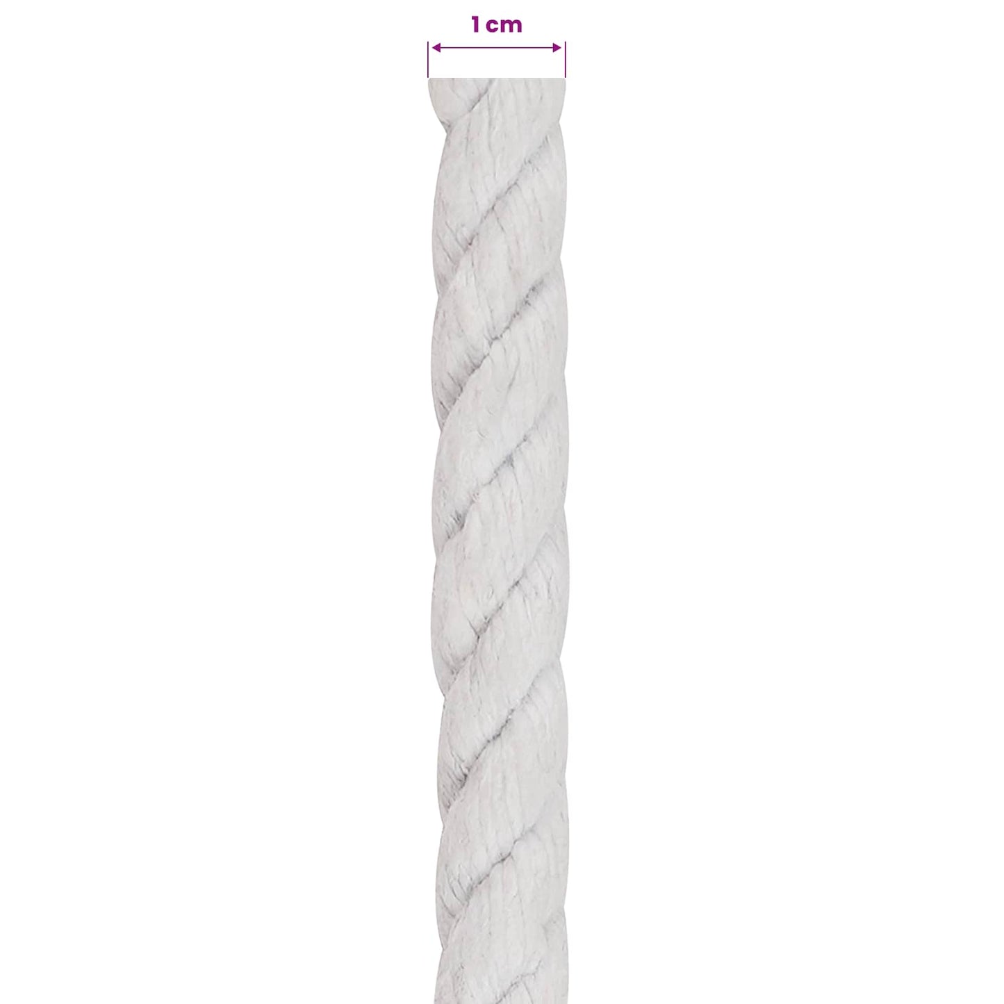 vidaXL Cotton Rope 10 mm 100 m White 100% Cotton 6