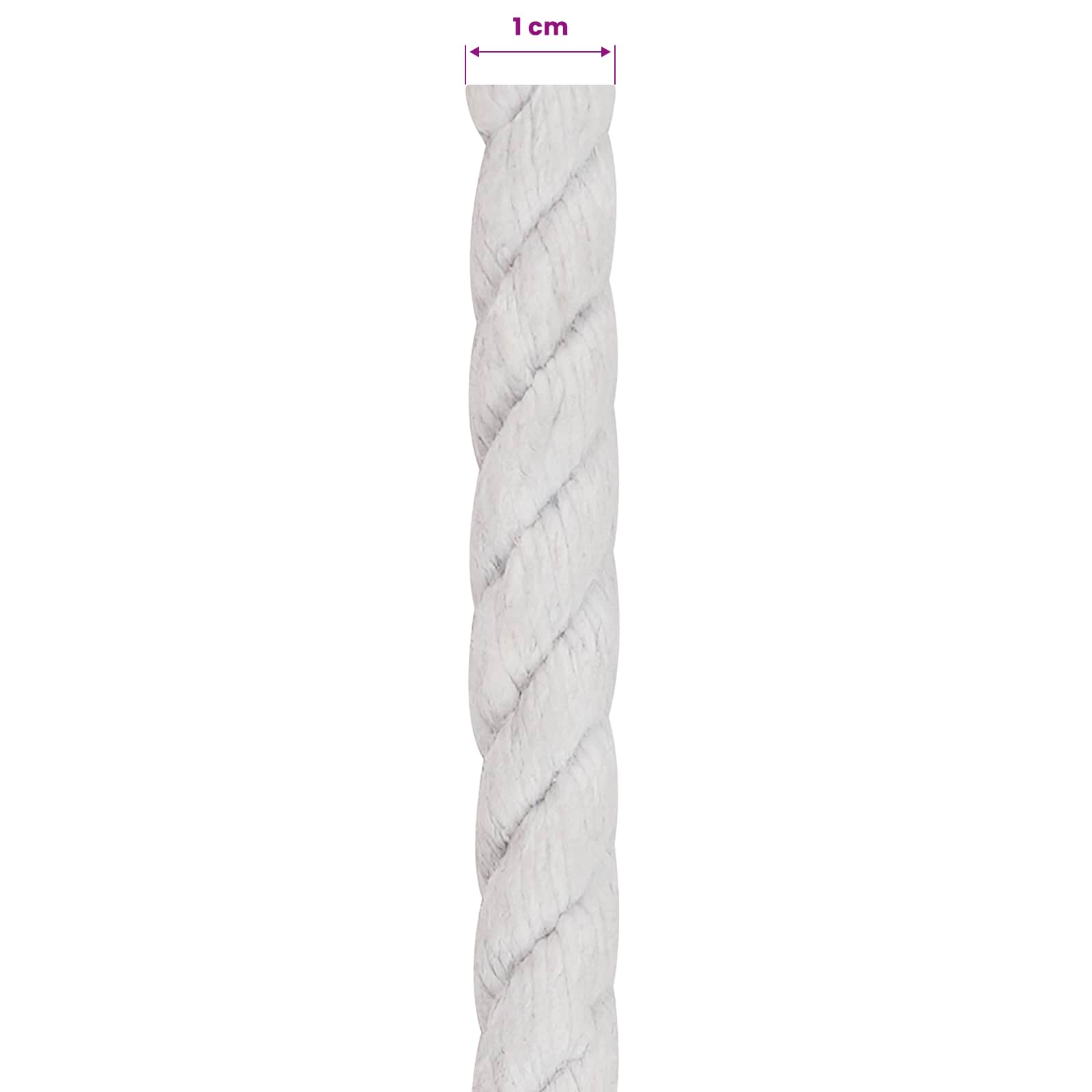 vidaXL Cotton Rope 10 mm 100 m White 100% Cotton 6