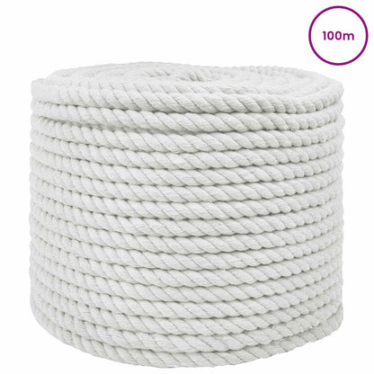 vidaXL Cotton Rope 10 mm 100 m White 100% Cotton 3