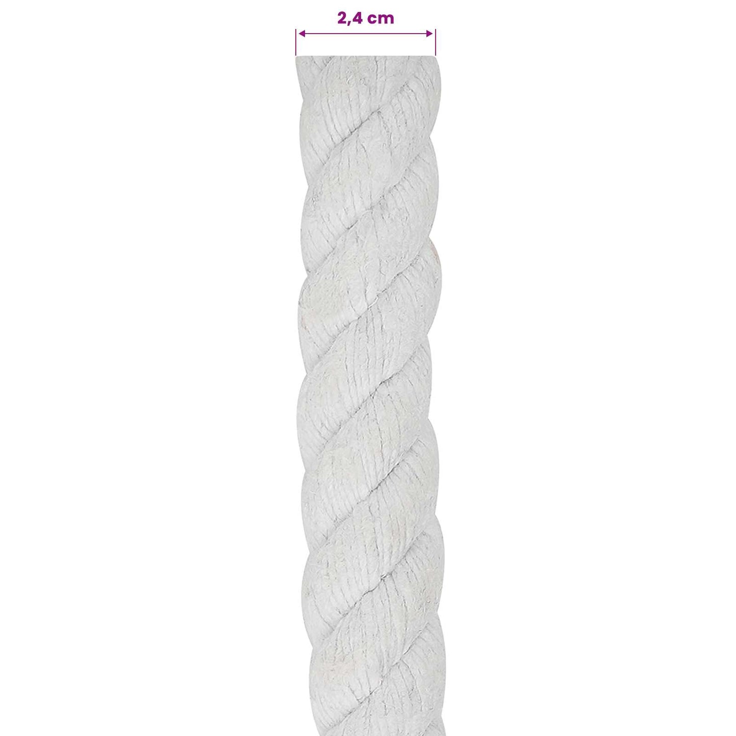 vidaXL Cotton Rope 24 mm 25 m White 100% Cotton 6