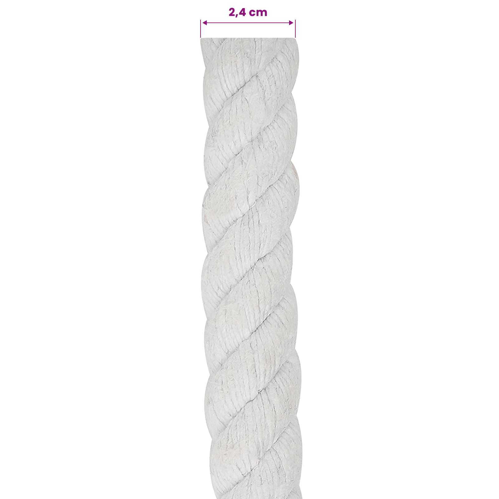 vidaXL Cotton Rope 24 mm 25 m White 100% Cotton 6