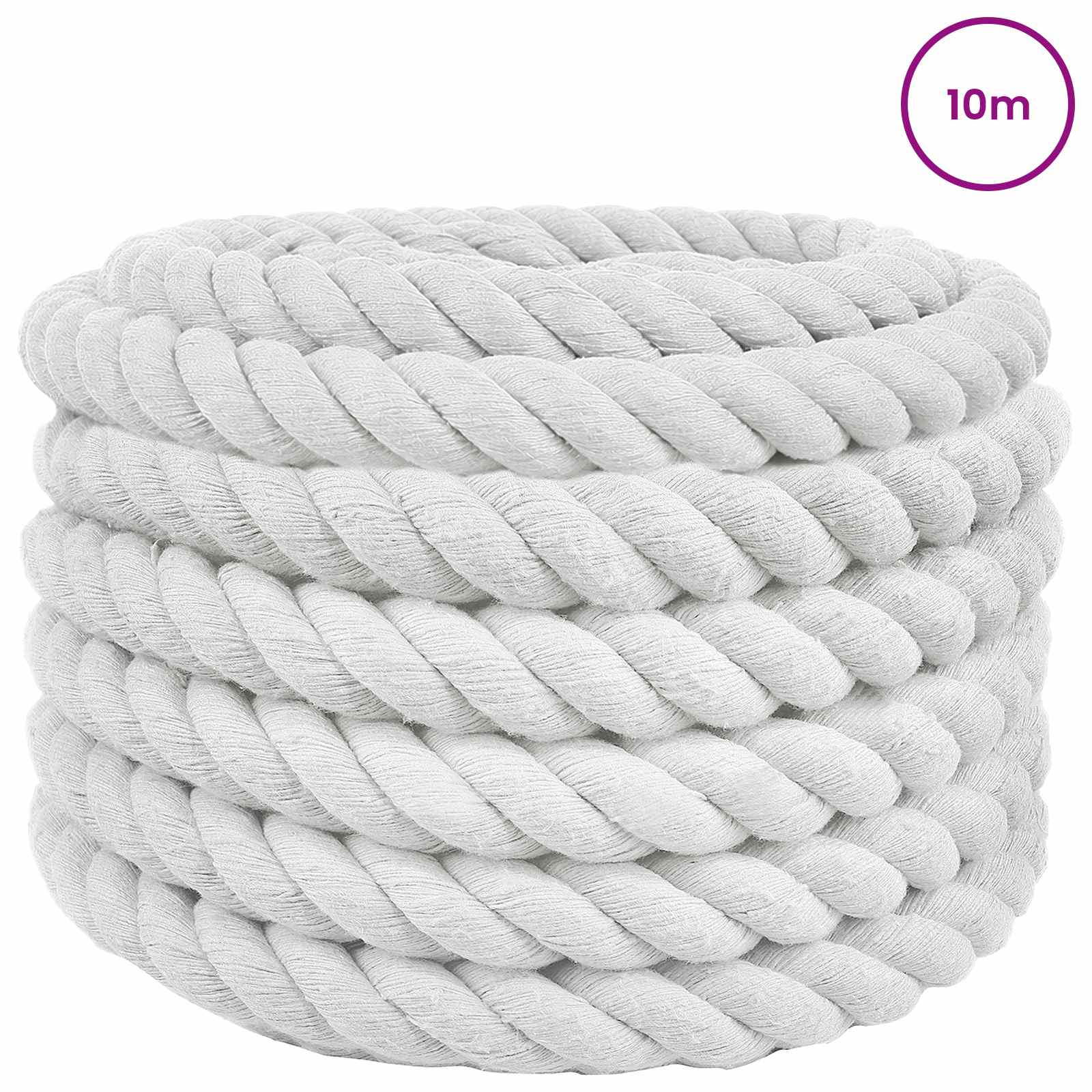 vidaXL Cotton Rope 36 mm 10 m White 100% Cotton 3