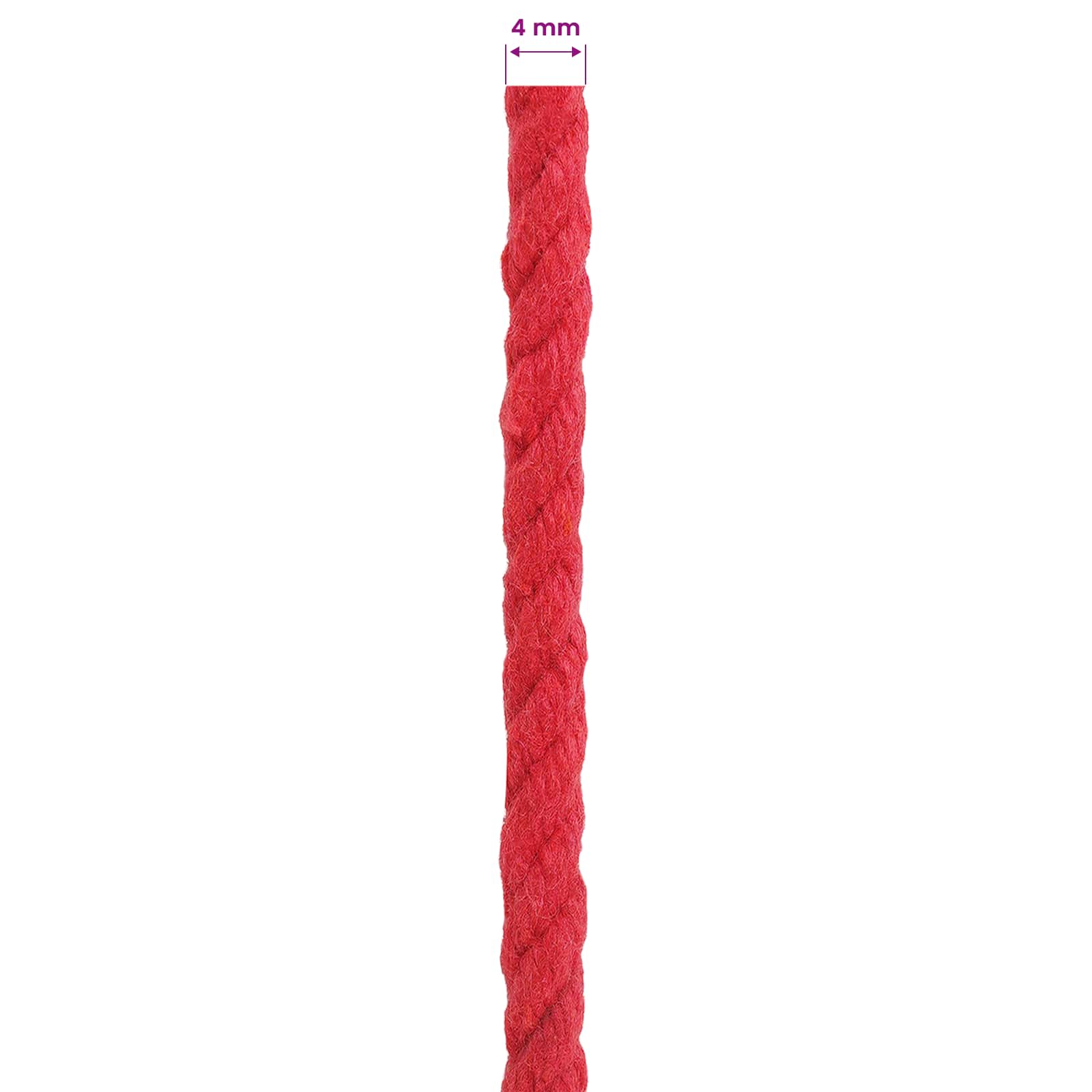 vidaXL Cotton Twine 4 mm 500 m Red 100% Cotton 6
