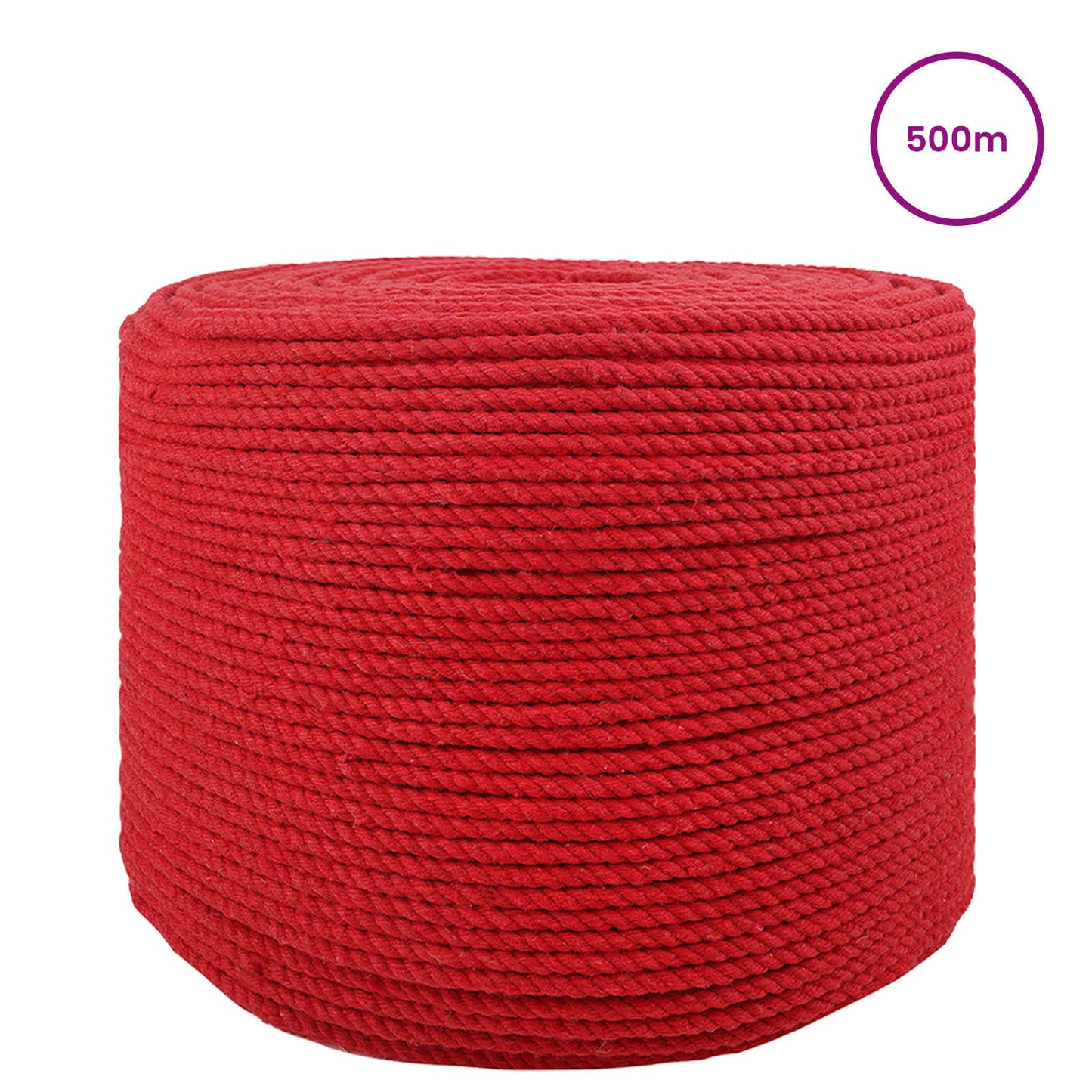 vidaXL Cotton Twine 4 mm 500 m Red 100% Cotton 3