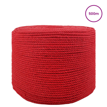 vidaXL Cotton Twine 4 mm 500 m Red 100% Cotton 3