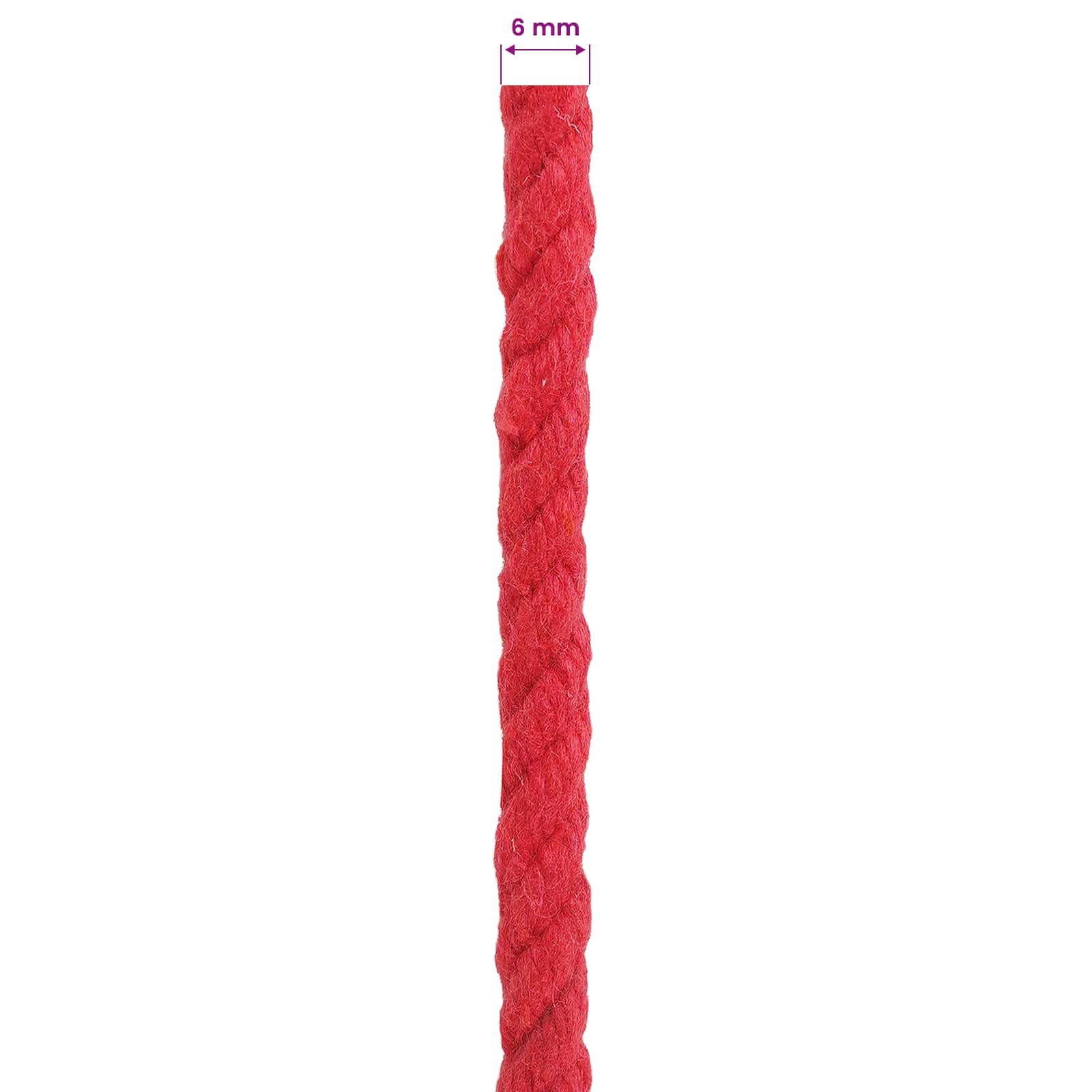 vidaXL Cotton Rope 6 mm 250 m Red 100% Cotton 6
