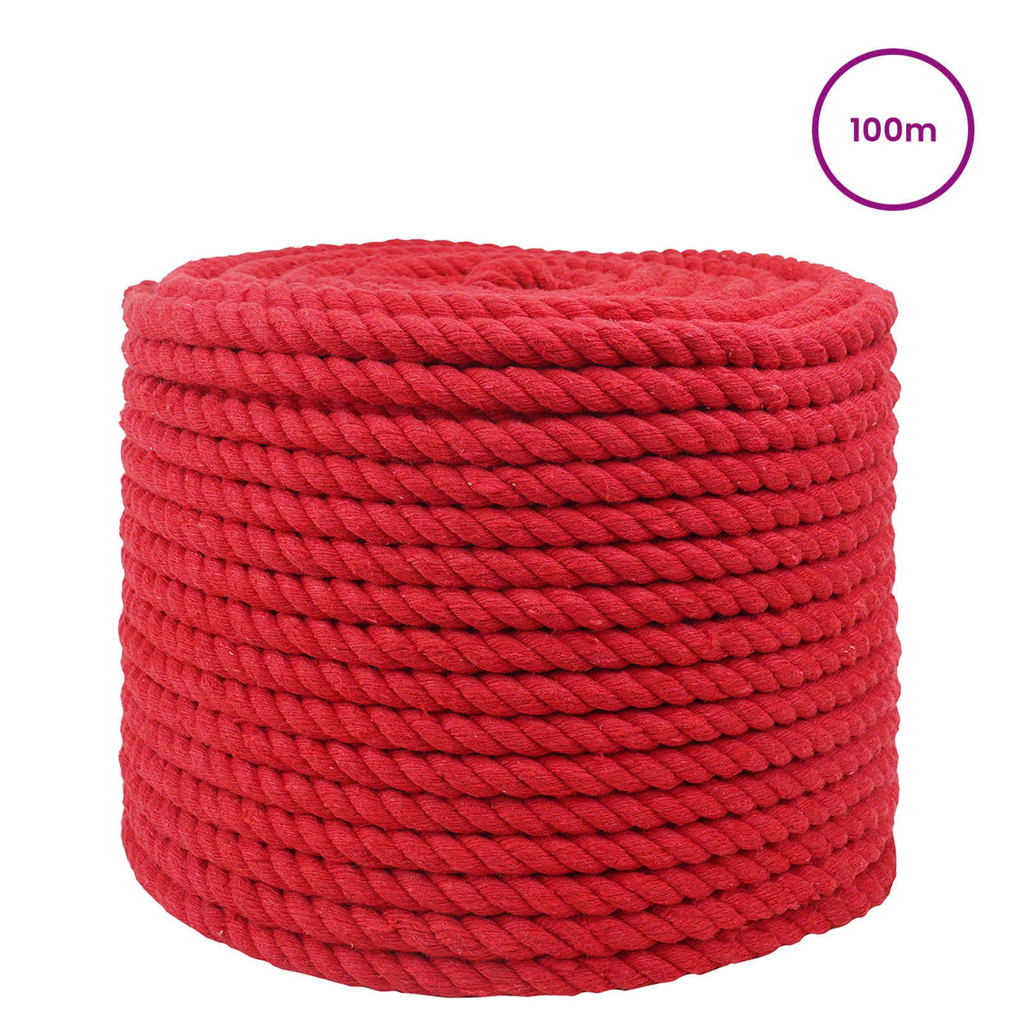 vidaXL Cotton Rope 10 mm 100 m Red 100% Cotton 3