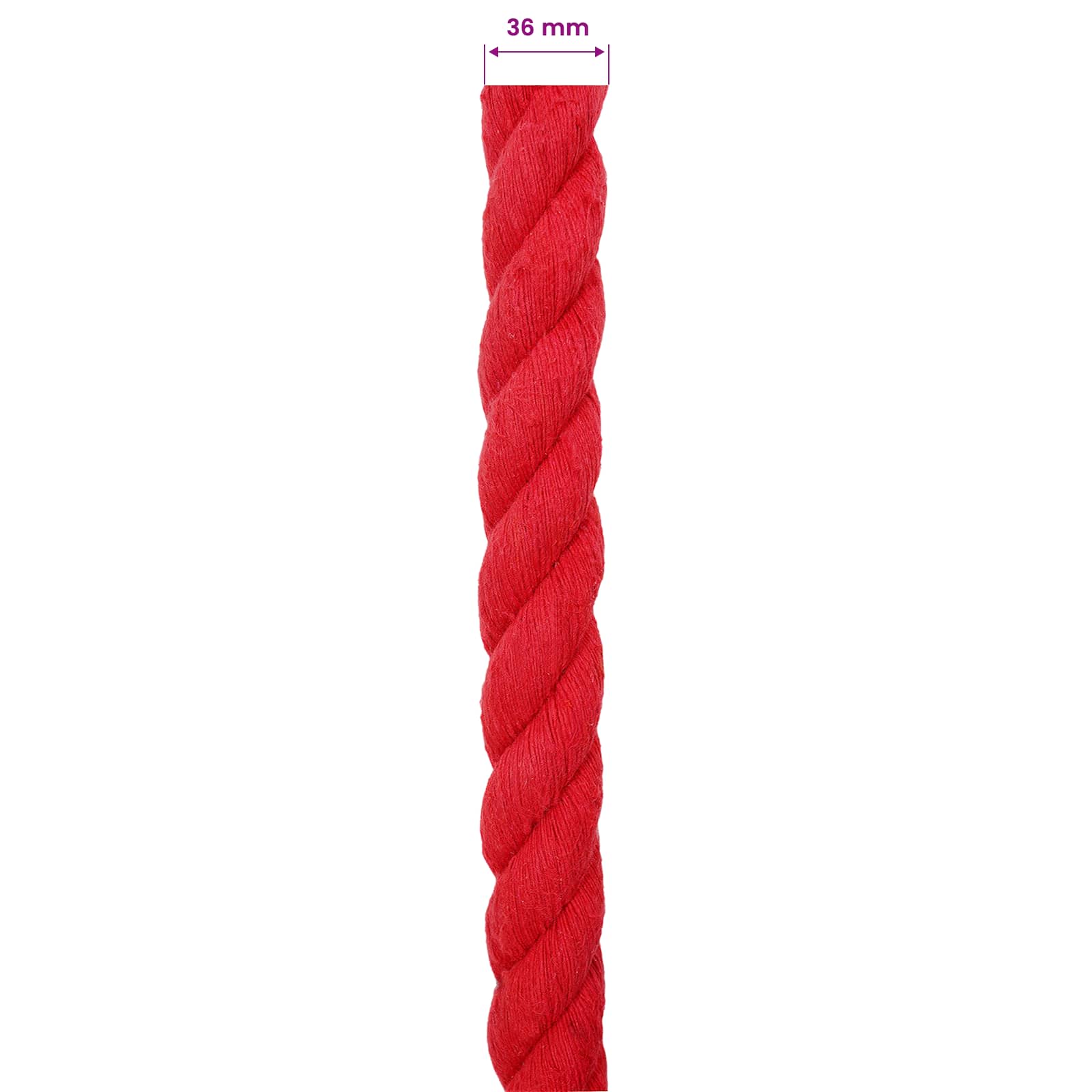vidaXL Cotton Rope 36 mm 10 m Red 100% Cotton 6