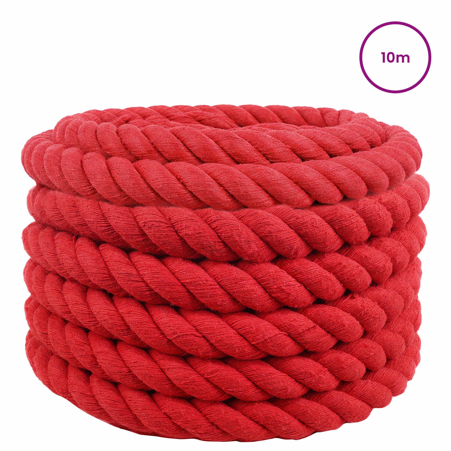 vidaXL Cotton Rope 36 mm 10 m Red 100% Cotton 3