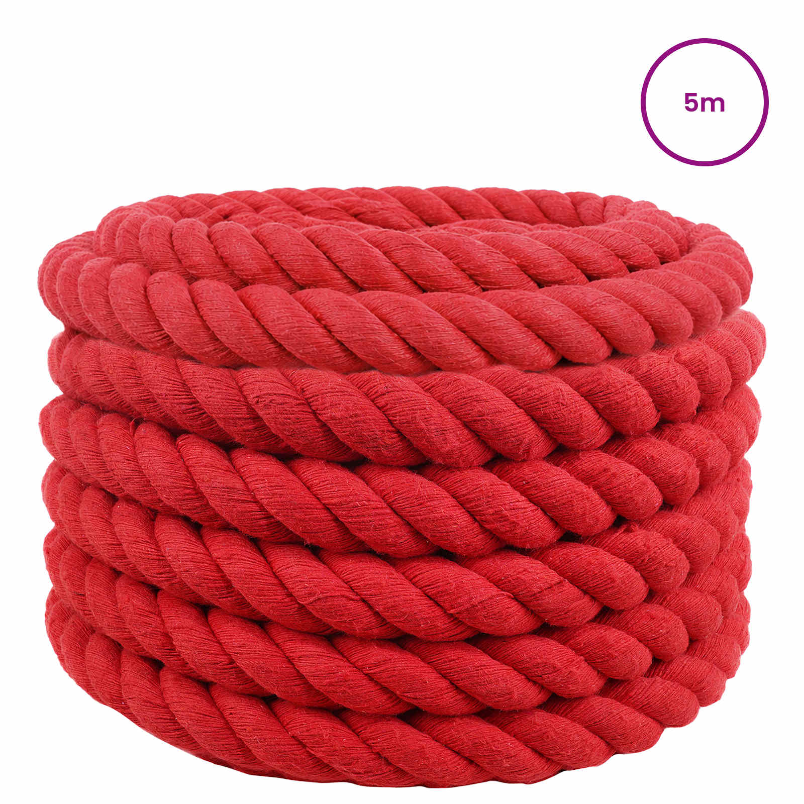 vidaXL Cotton Rope 50 mm 5 m Red 100% Cotton 3