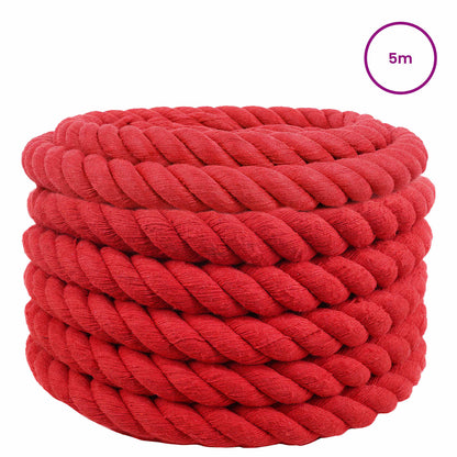 vidaXL Cotton Rope 50 mm 5 m Red 100% Cotton 3
