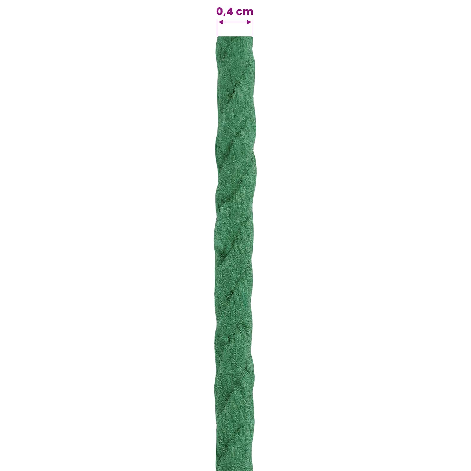 vidaXL Cotton Twine 4 mm 500 m Green 100% Cotton 6