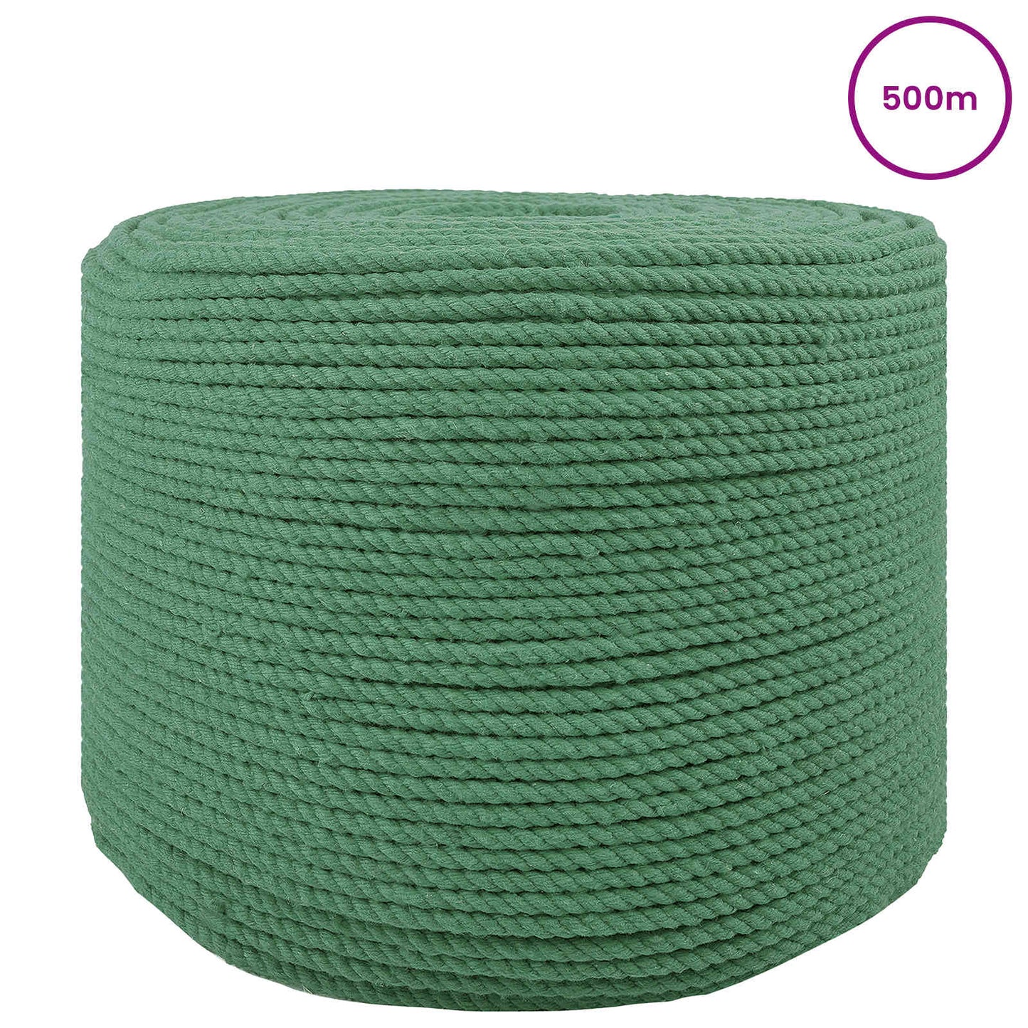 vidaXL Cotton Twine 4 mm 500 m Green 100% Cotton 3