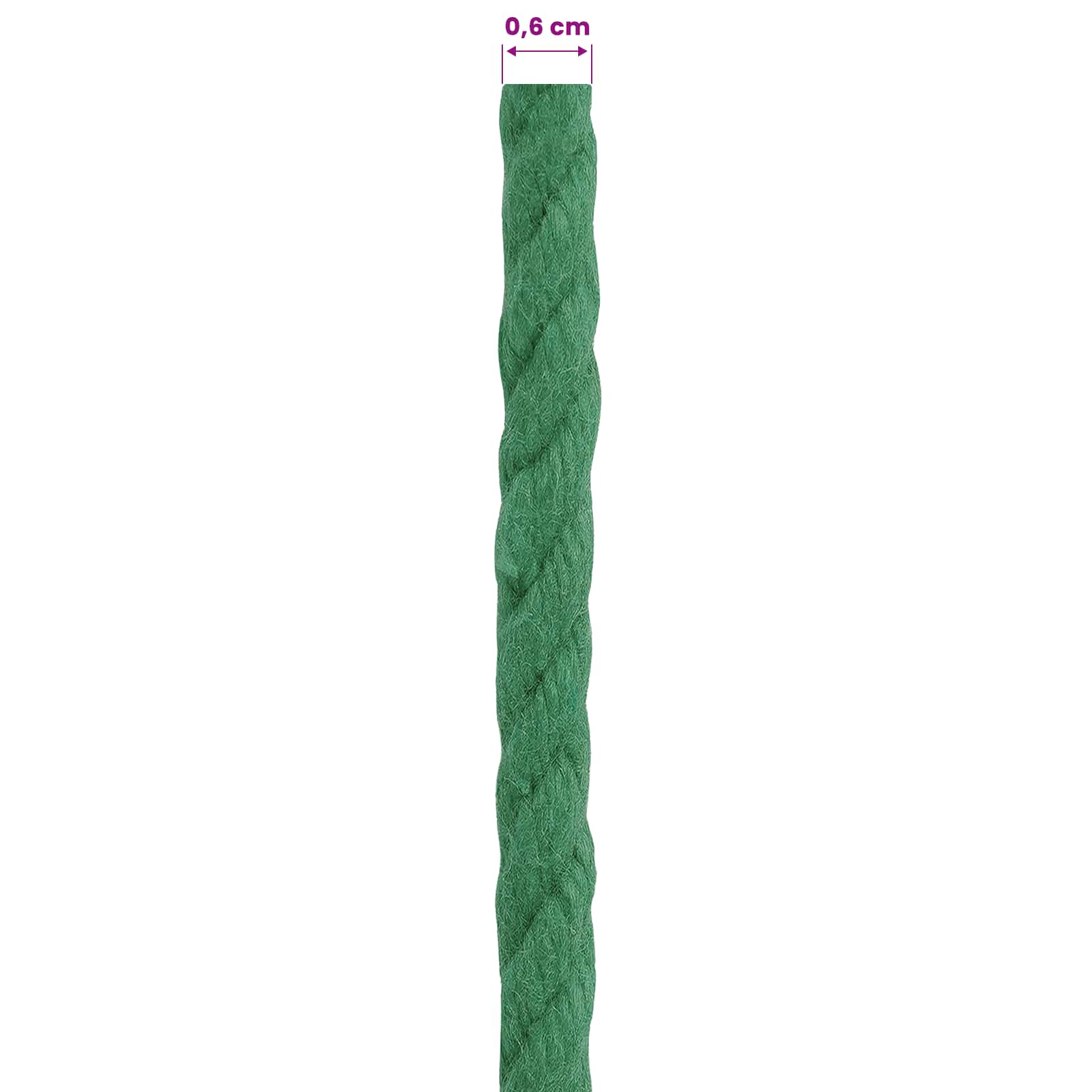 vidaXL Cotton Rope 6 mm 250 m Green 100% Cotton 6
