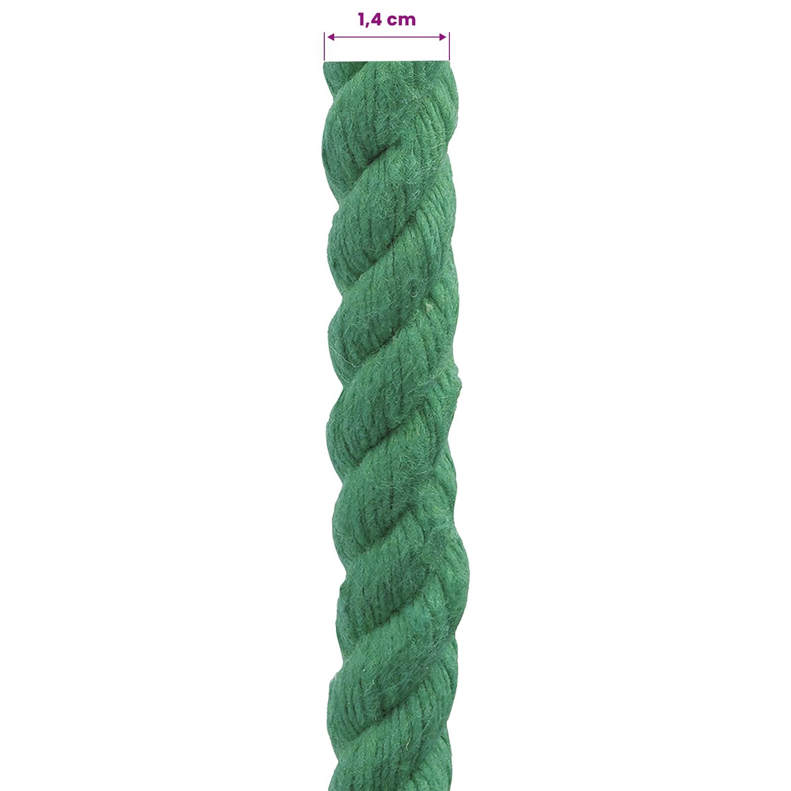 vidaXL Cotton Rope 14 mm 50 m Green 100% Cotton 6