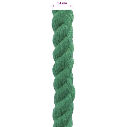 vidaXL Cotton Rope 14 mm 50 m Green 100% Cotton 6