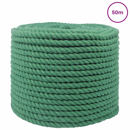 vidaXL Cotton Rope 14 mm 50 m Green 100% Cotton 3