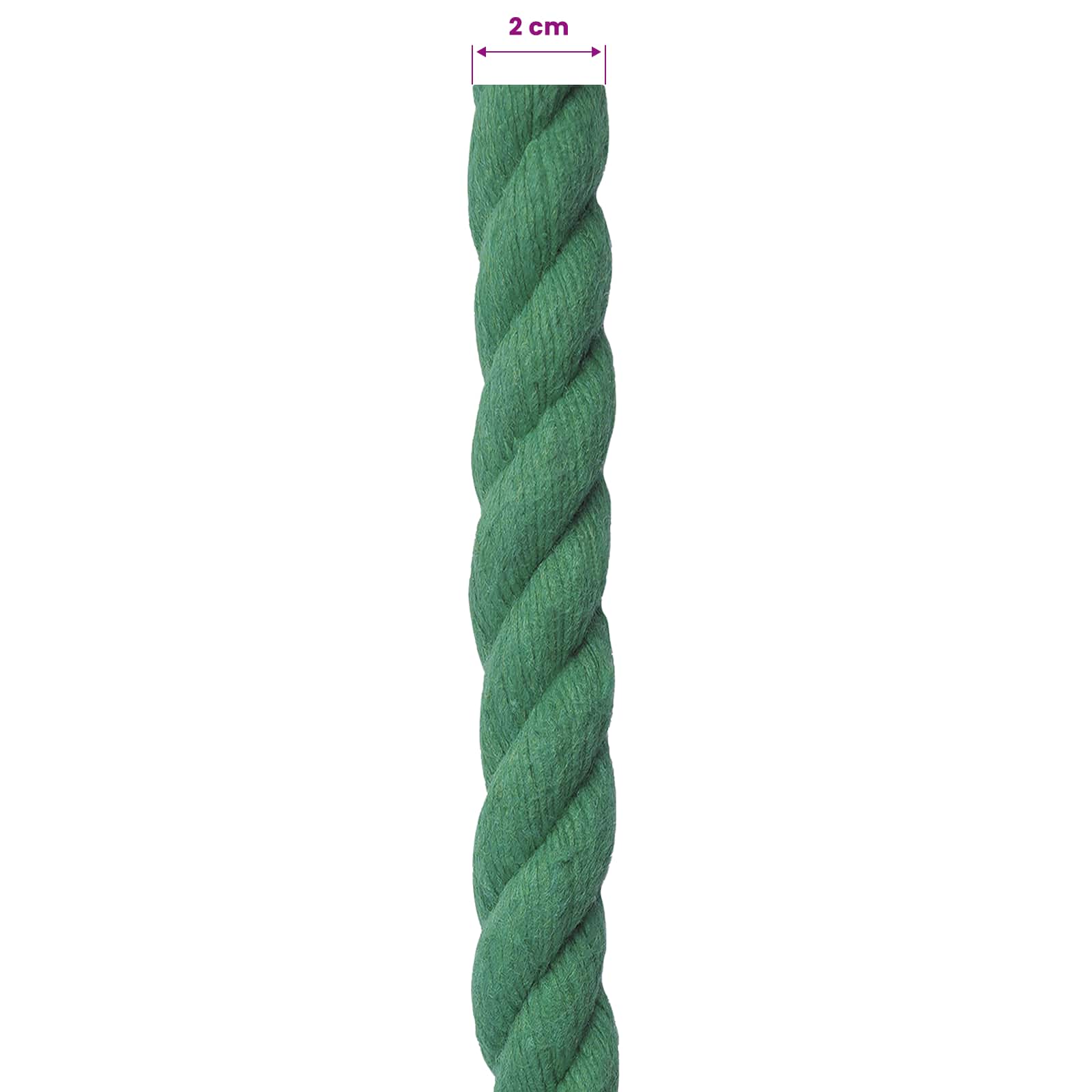 vidaXL Cotton Rope 20 mm 25 m Green 100% Cotton 6