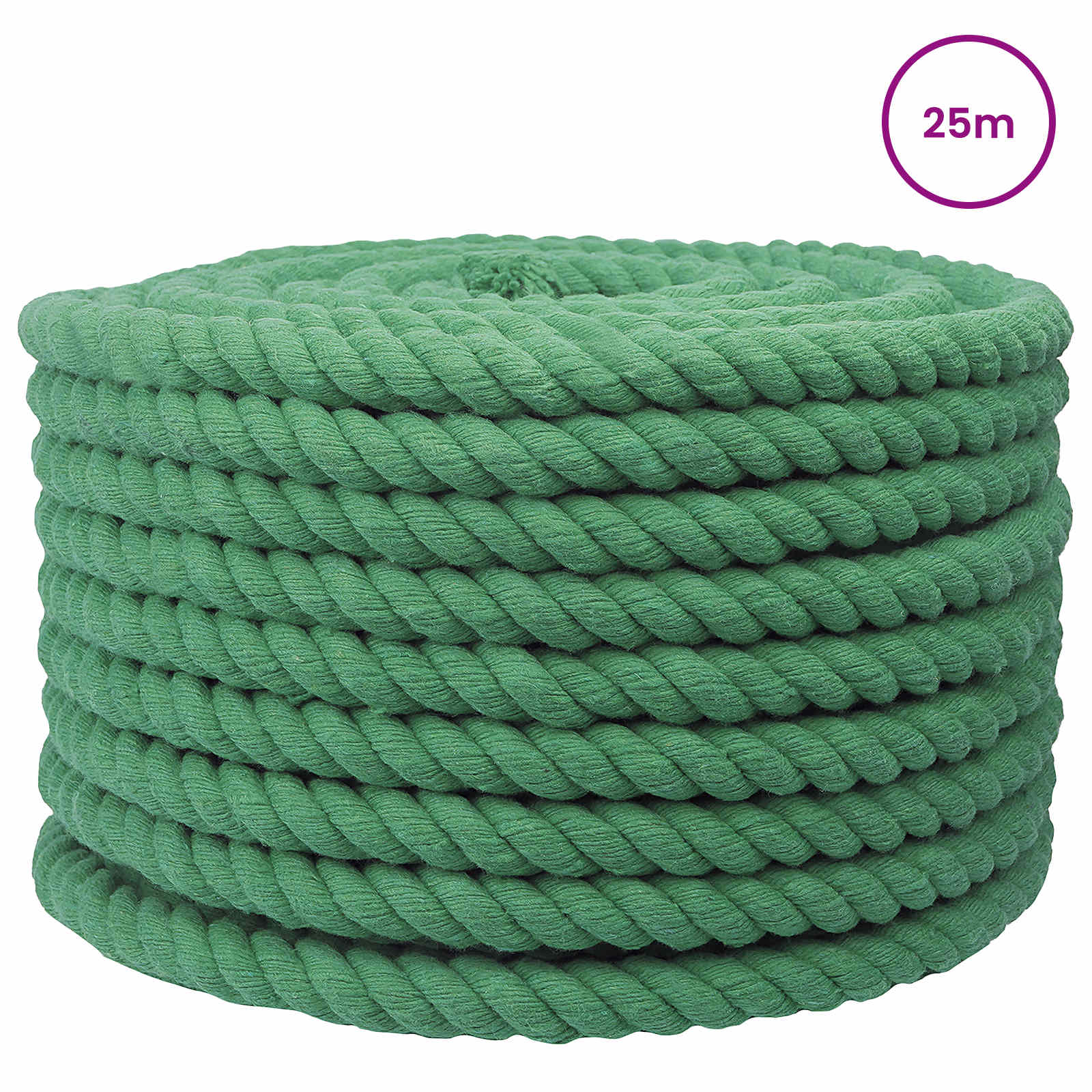 vidaXL Cotton Rope 20 mm 25 m Green 100% Cotton 3