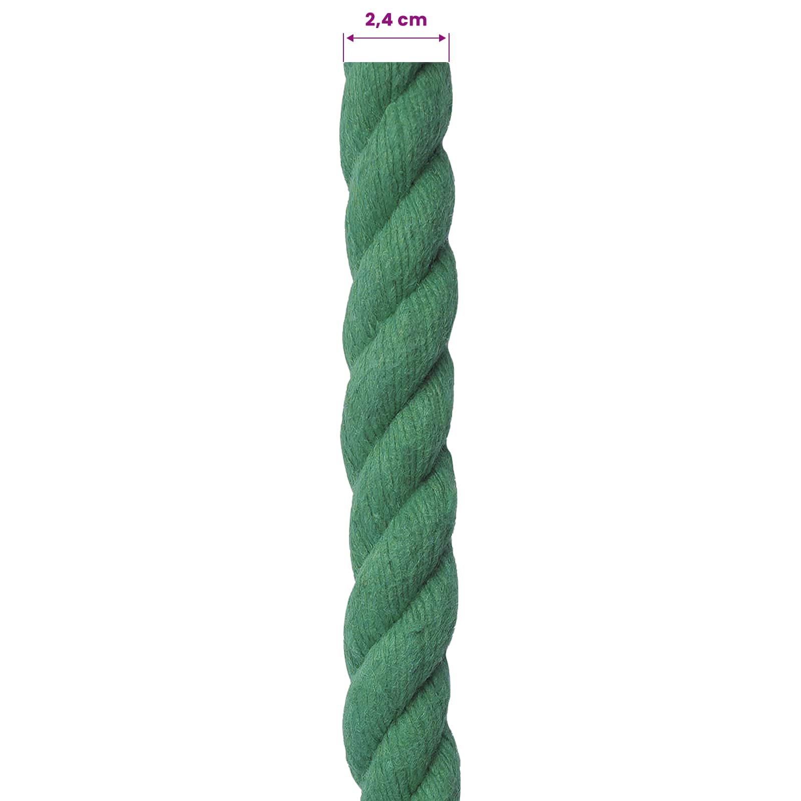 vidaXL Cotton Rope 24 mm 25 m Green 100% Cotton 6