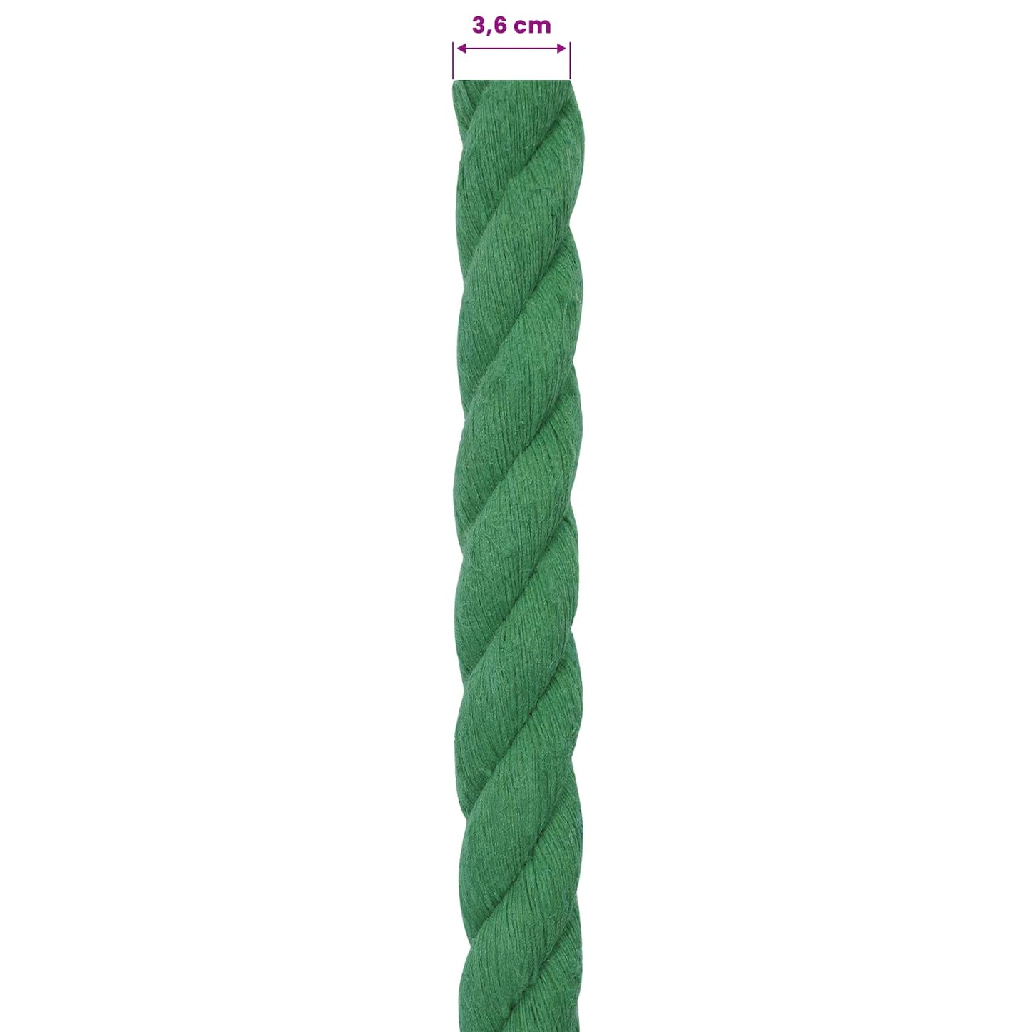 vidaXL Cotton Rope 36 mm 10 m Green 100% Cotton 6