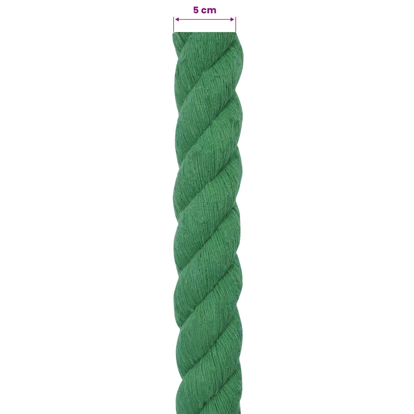 vidaXL Cotton Rope 50 mm 5 m Green 100% Cotton 6