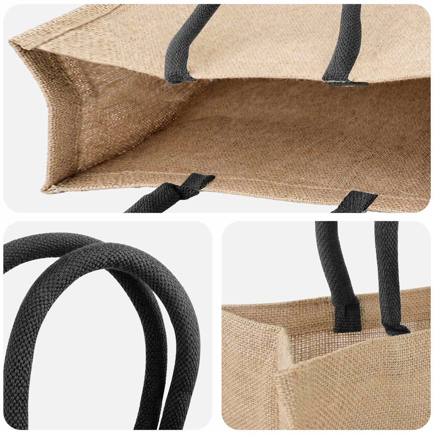 vidaXL Jute Handbags 10 Natural and Black 42 x 33 x 19 cm 4