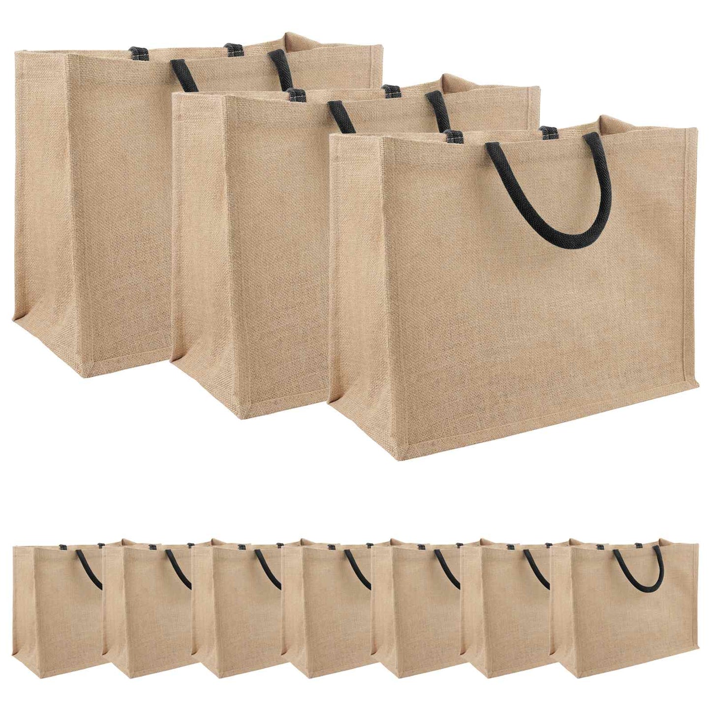 vidaXL Jute Handbags 10 Natural and Black 42 x 33 x 19 cm 2