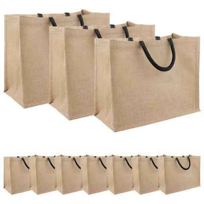 vidaXL Jute Handbags 10 Natural and Black 42 x 33 x 19 cm 2