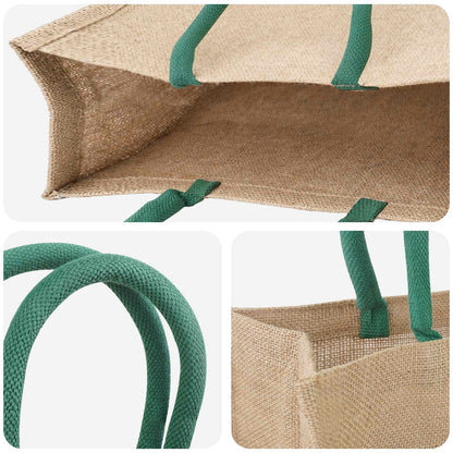vidaXL Jute Handbags 10 Natural and Green 42 x 33 x 19 cm 4