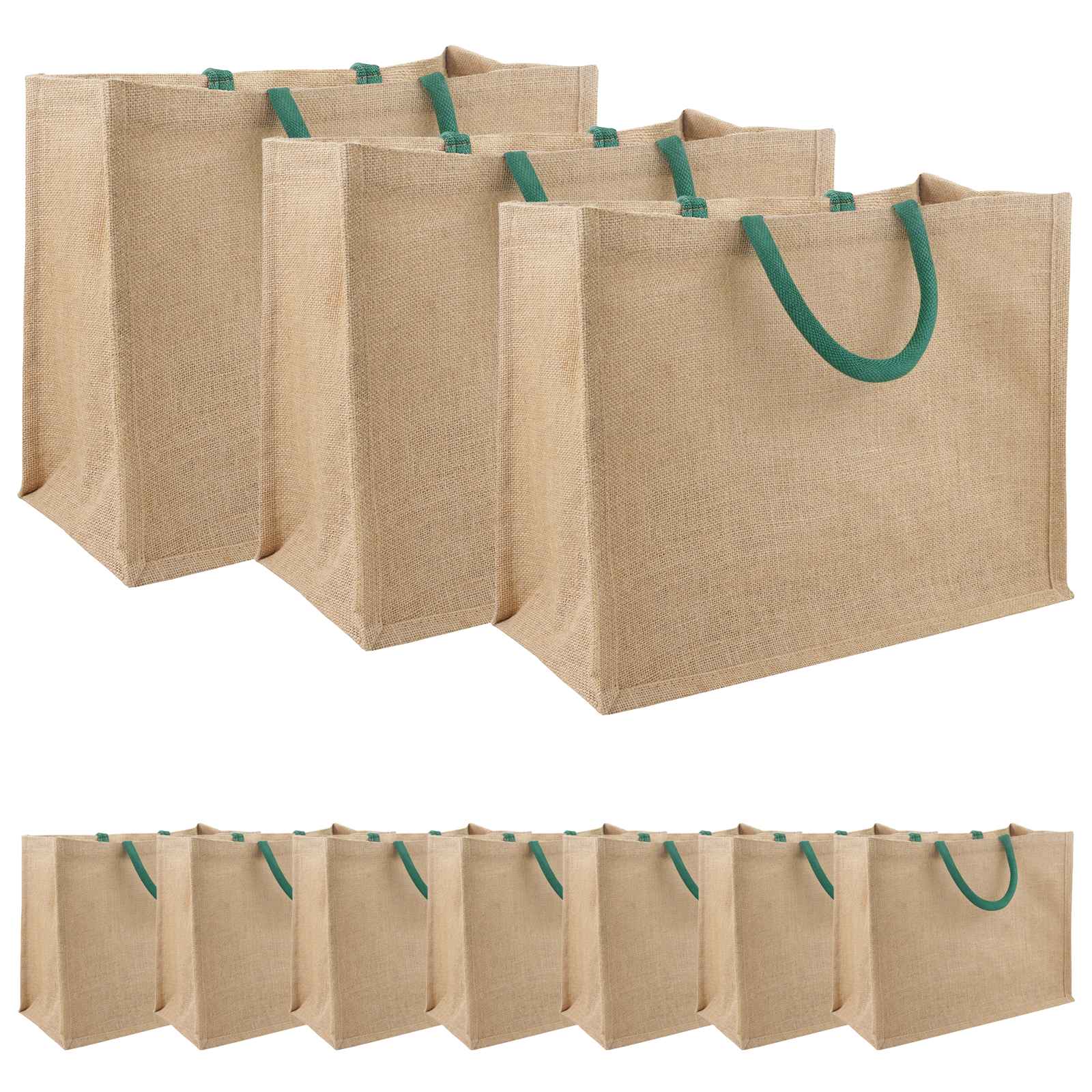 vidaXL Jute Handbags 10 Natural and Green 42 x 33 x 19 cm 2