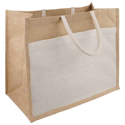 vidaXL Jute Handbags with Pocket 10 Natural and White 42 x 33 x 19 cm 3