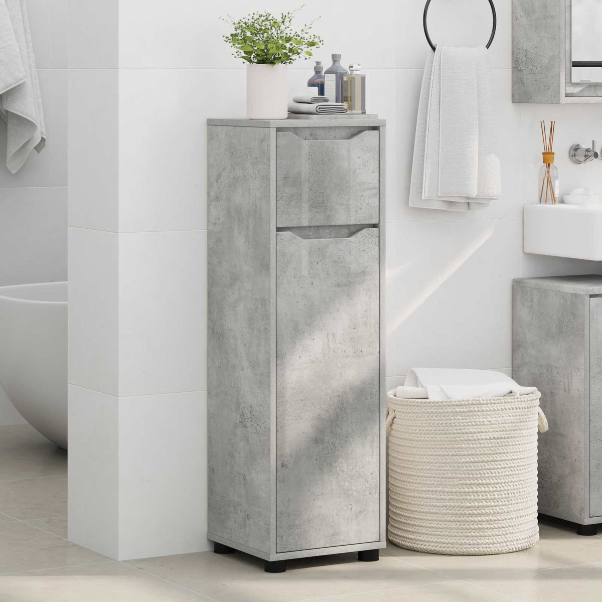 vidaXL Bathroom Cabinet Concrete Grey 30.5 x 30 x 101 cm 4